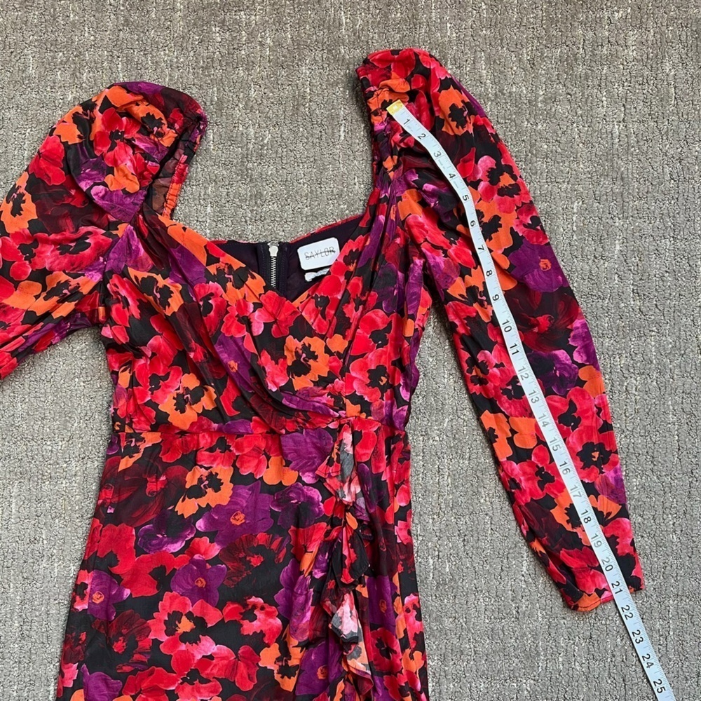 Saylor Alouette Painterly Poppy Dark Floral Mini Dress Size XS - Picture 10 of 11